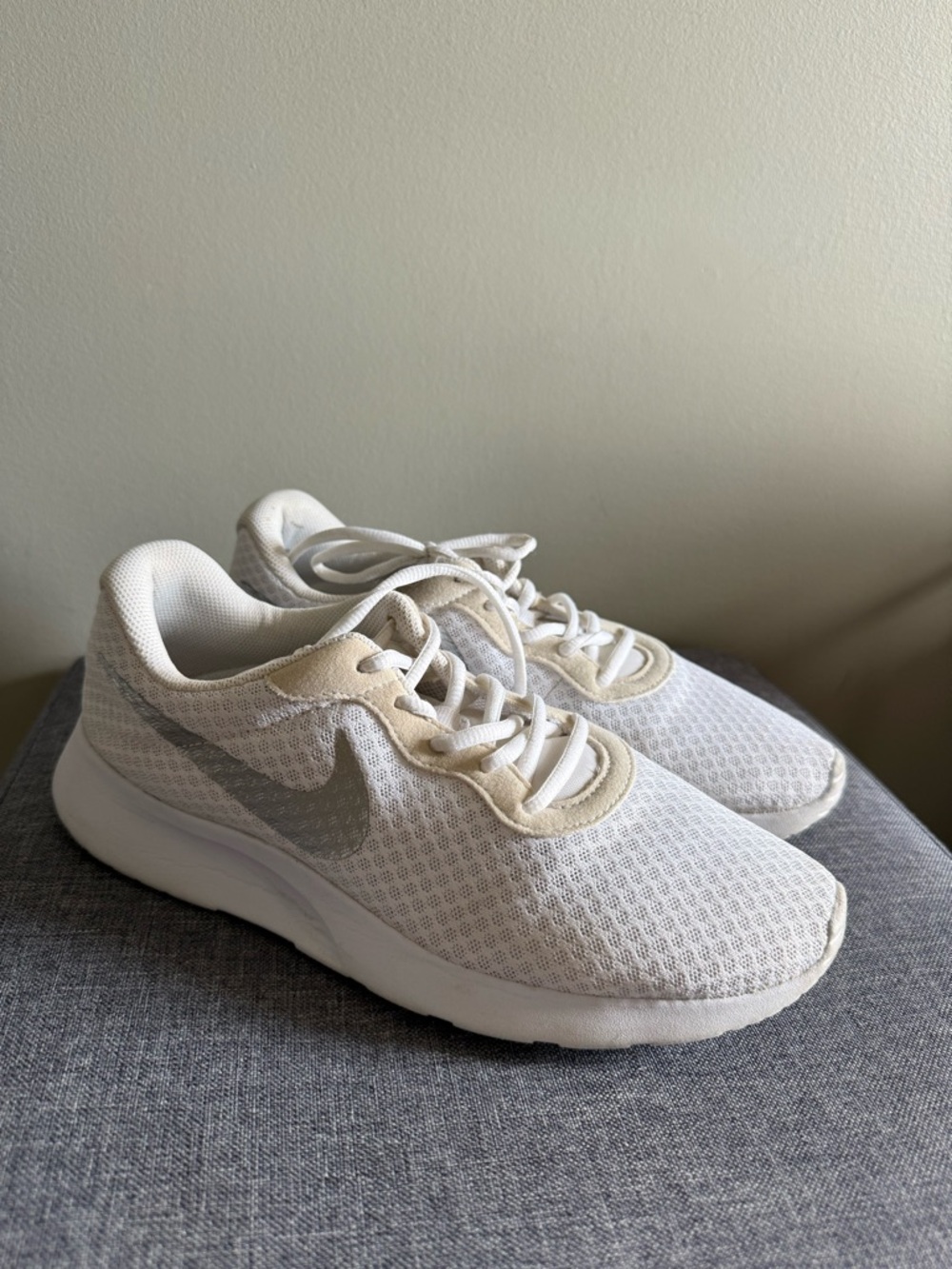 Nike White and Light Gray Mesh Trainers